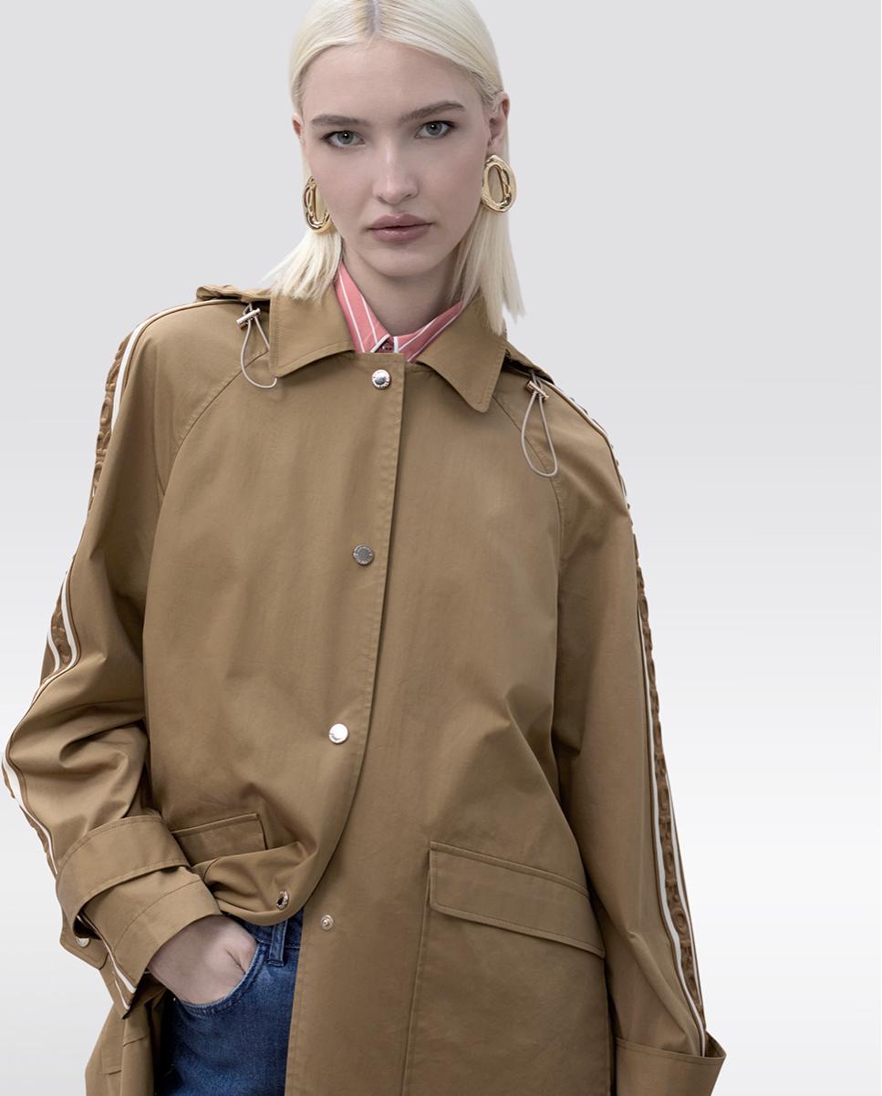 Gabardina Oversize com Capuz Camel-2