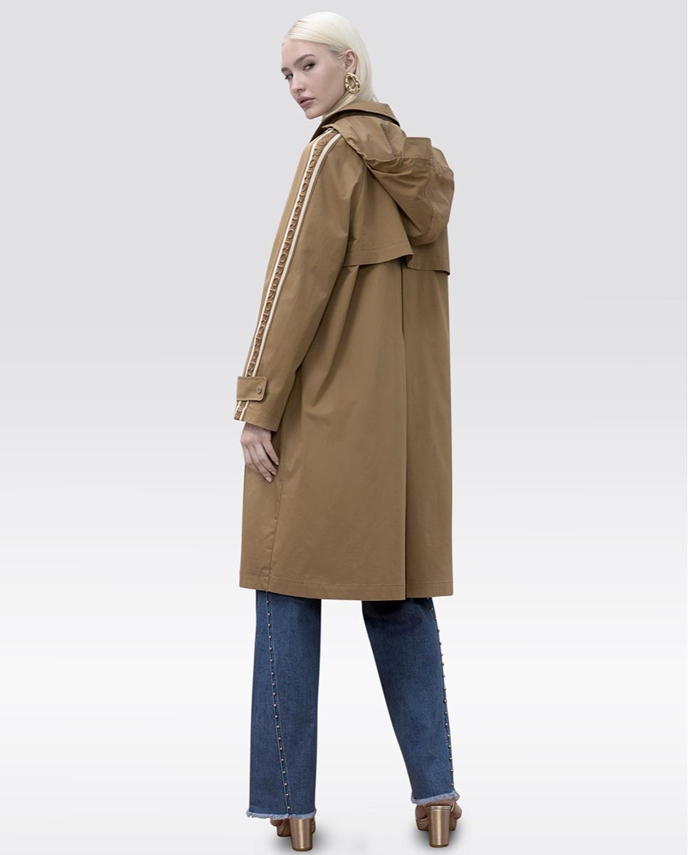 Gabardina Oversize com Capuz Camel-3