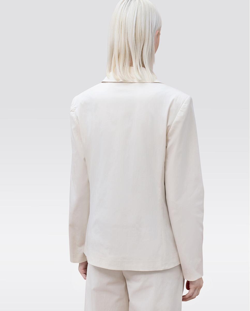 Blazer Ajustado com Fechos de Correr Vistos Lacados Branco-marfim-3