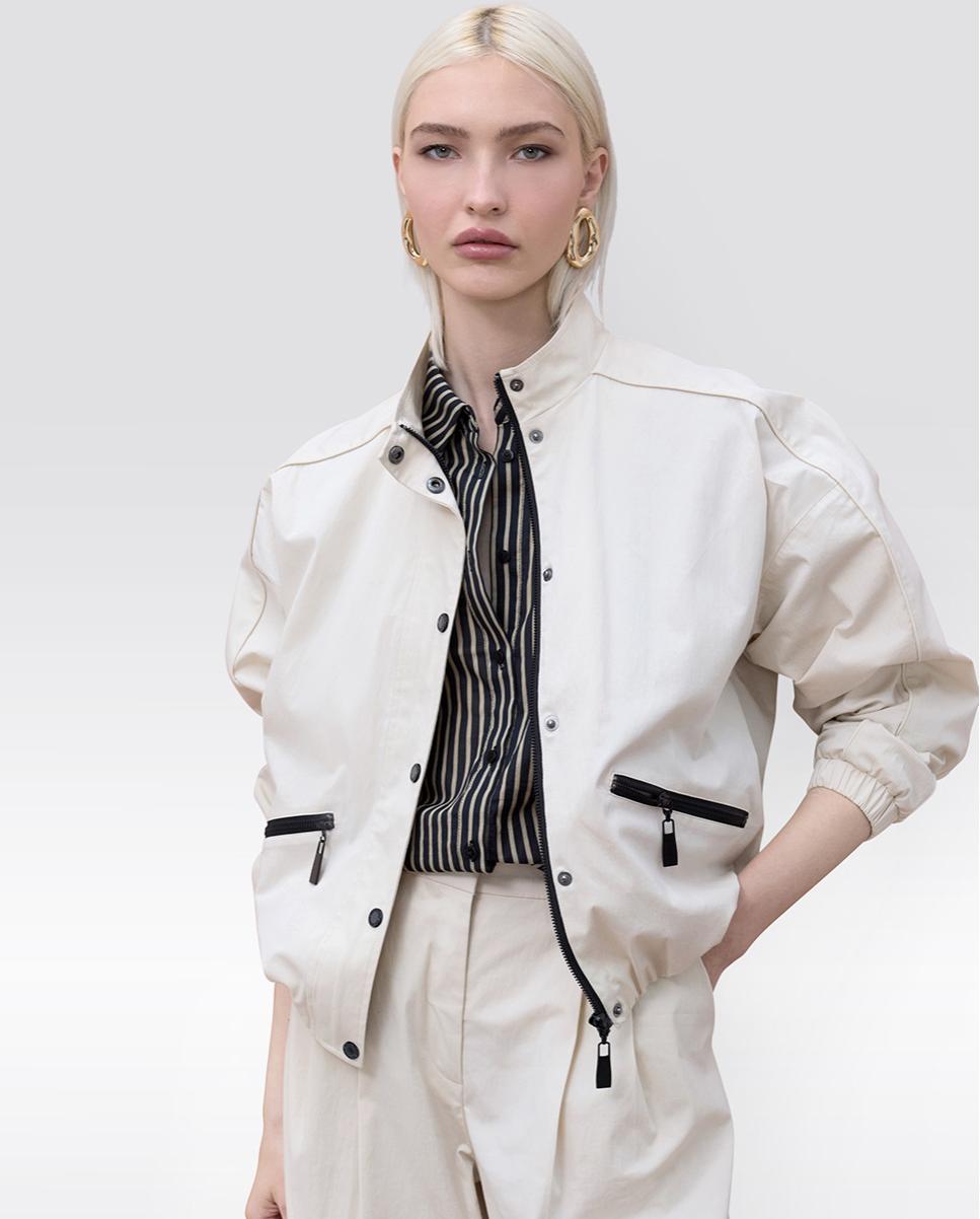 Imagem 0 de Blusão Bomber com Fechos de Correr Vistos Lacados