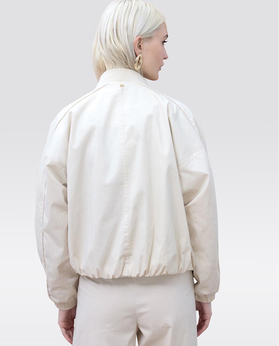Blusão Bomber com Fechos de Correr Vistos Lacados Branco-marfim-4