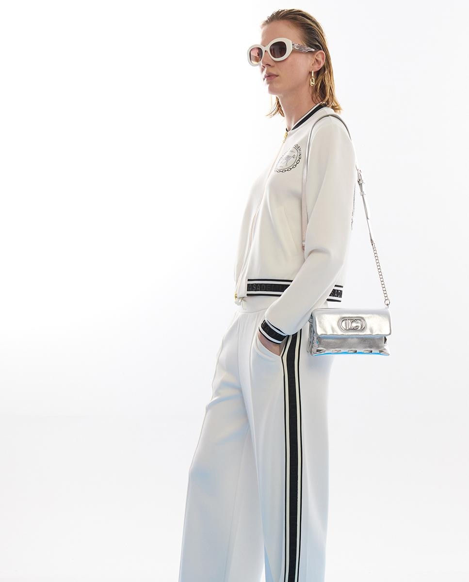 Sweatshirt com Fecho Zip em Tecido Scuba Branco-2
