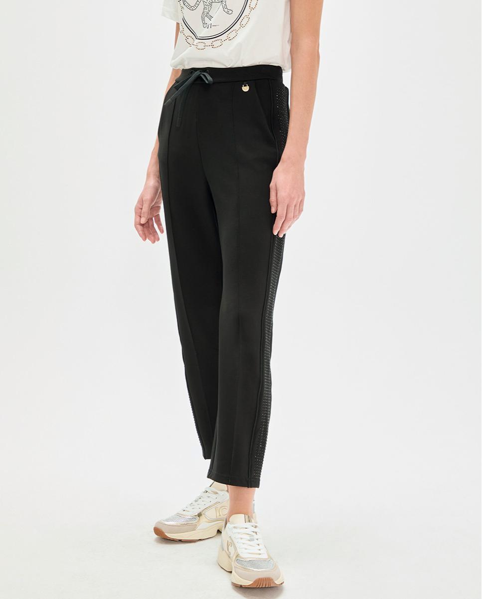 Calças Jogger Scuba com Strass Lateral Preto-4