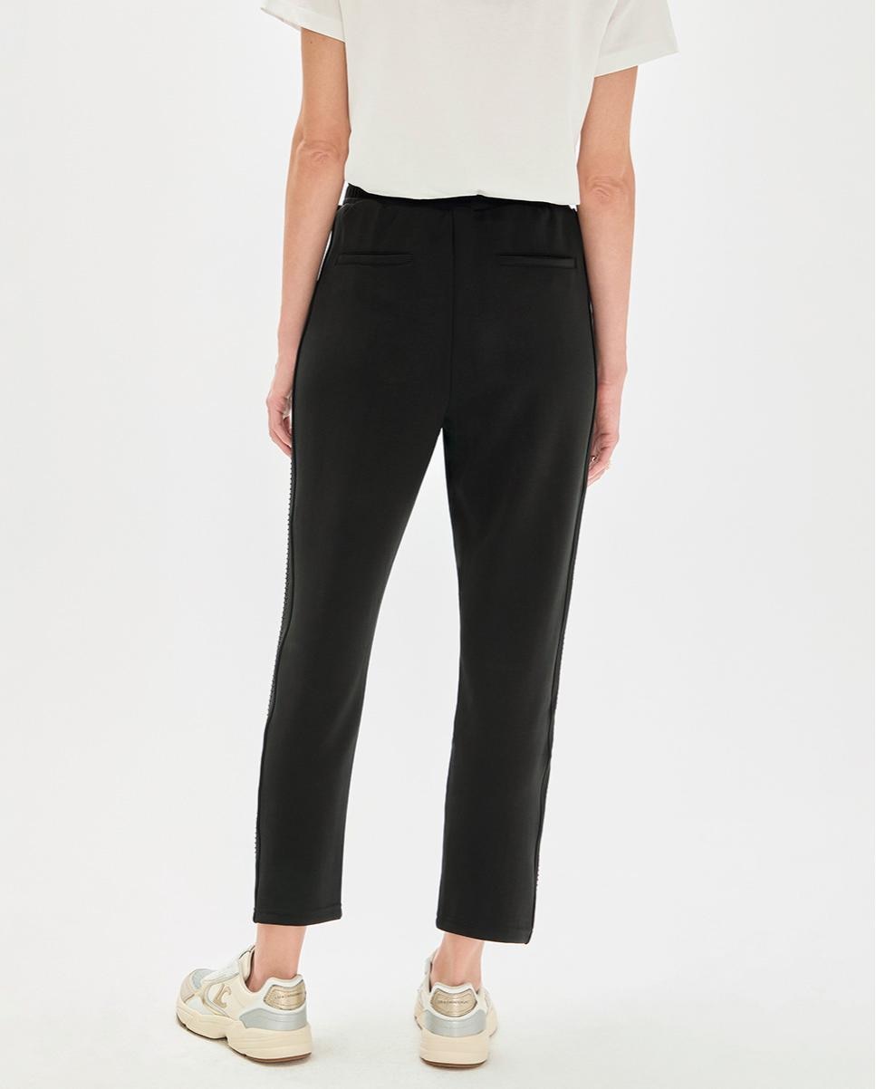 Calças Jogger Scuba com Strass Lateral Preto-5