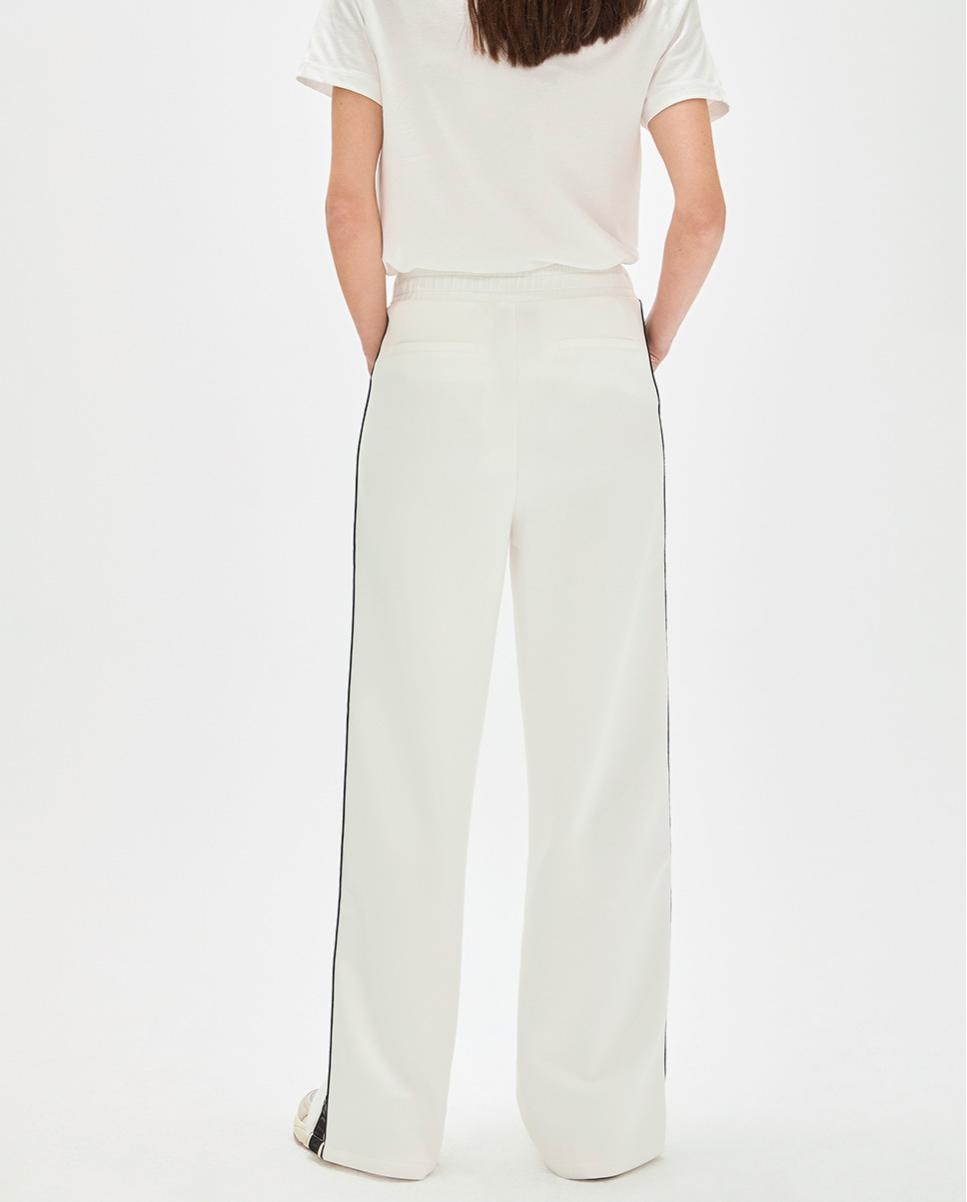 Calças Jogger Scuba com Riscas Laterais Branco-5