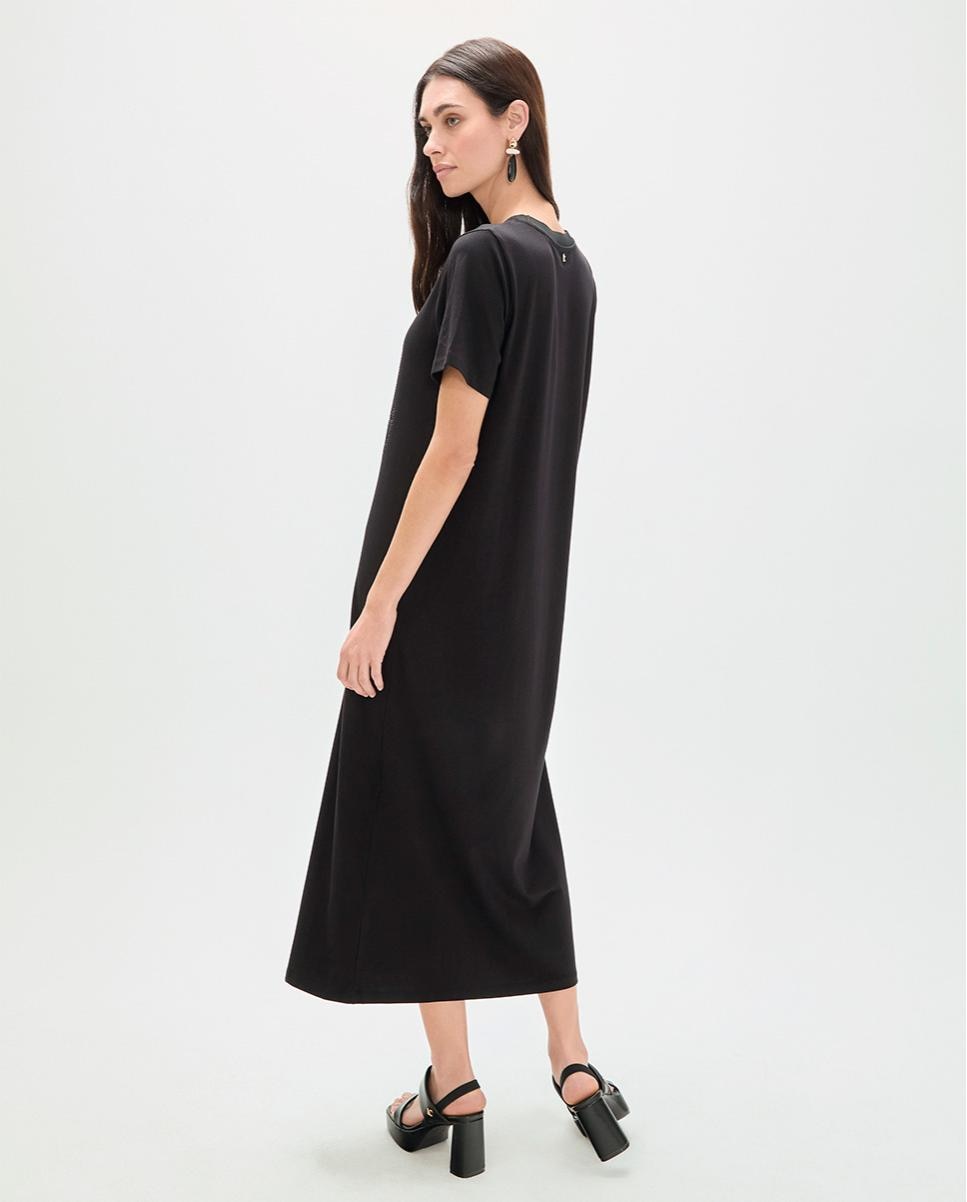 Vestido Midi com Animal Posicionado em Strass Preto-5