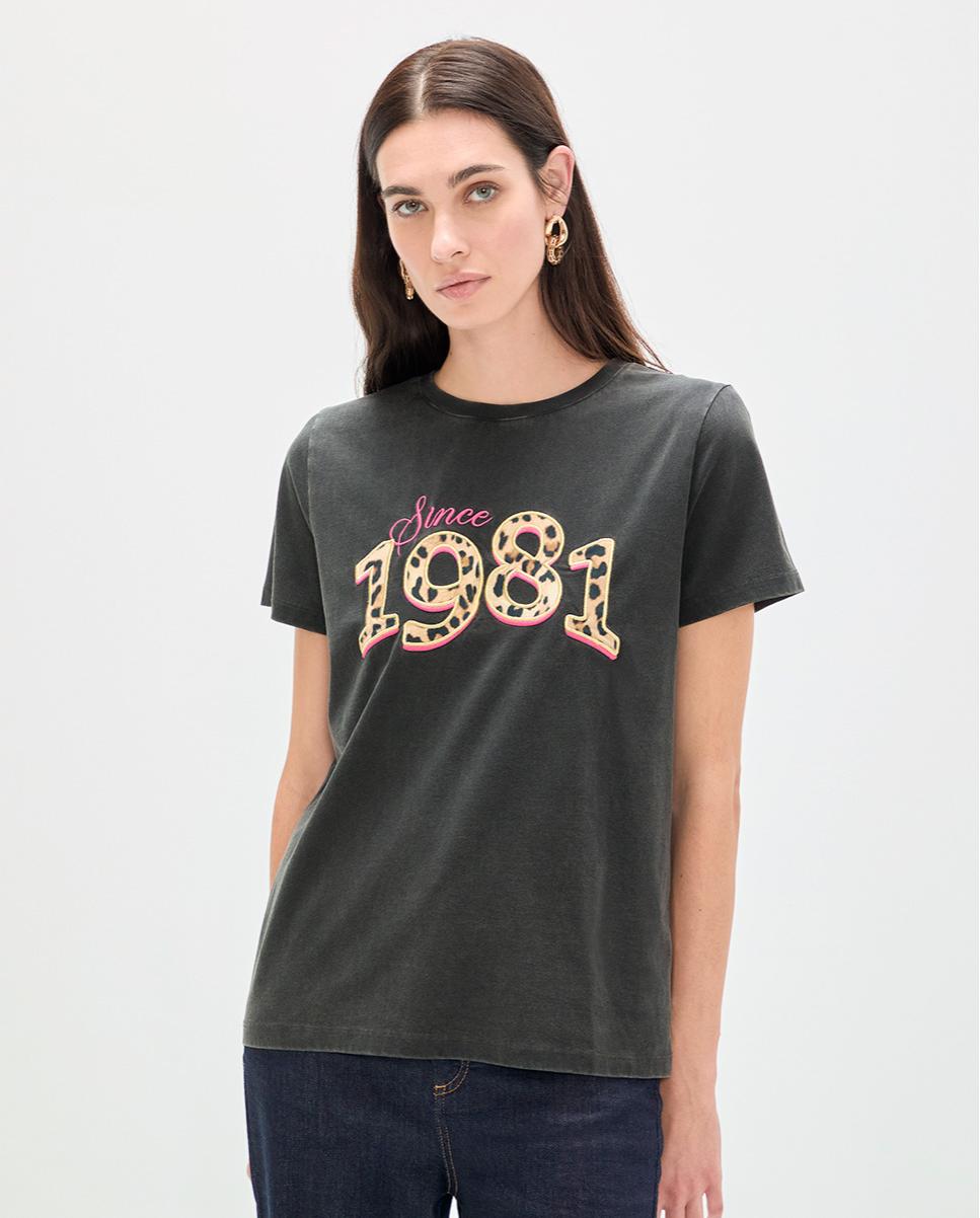 Imagem 0 de T-shirt com 1981 em Leopardo