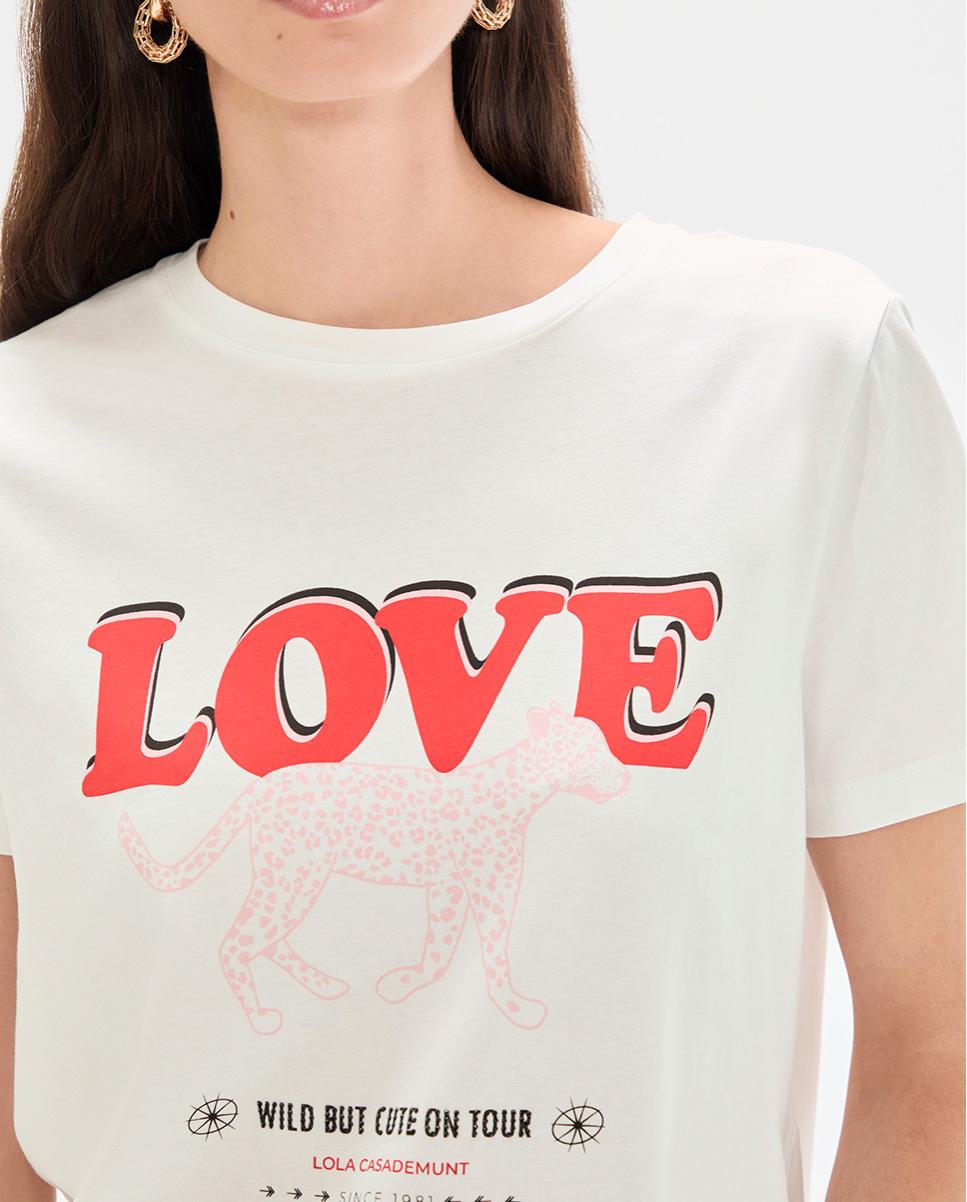 T-shirt Leopardo de Perfil Love Branco-4