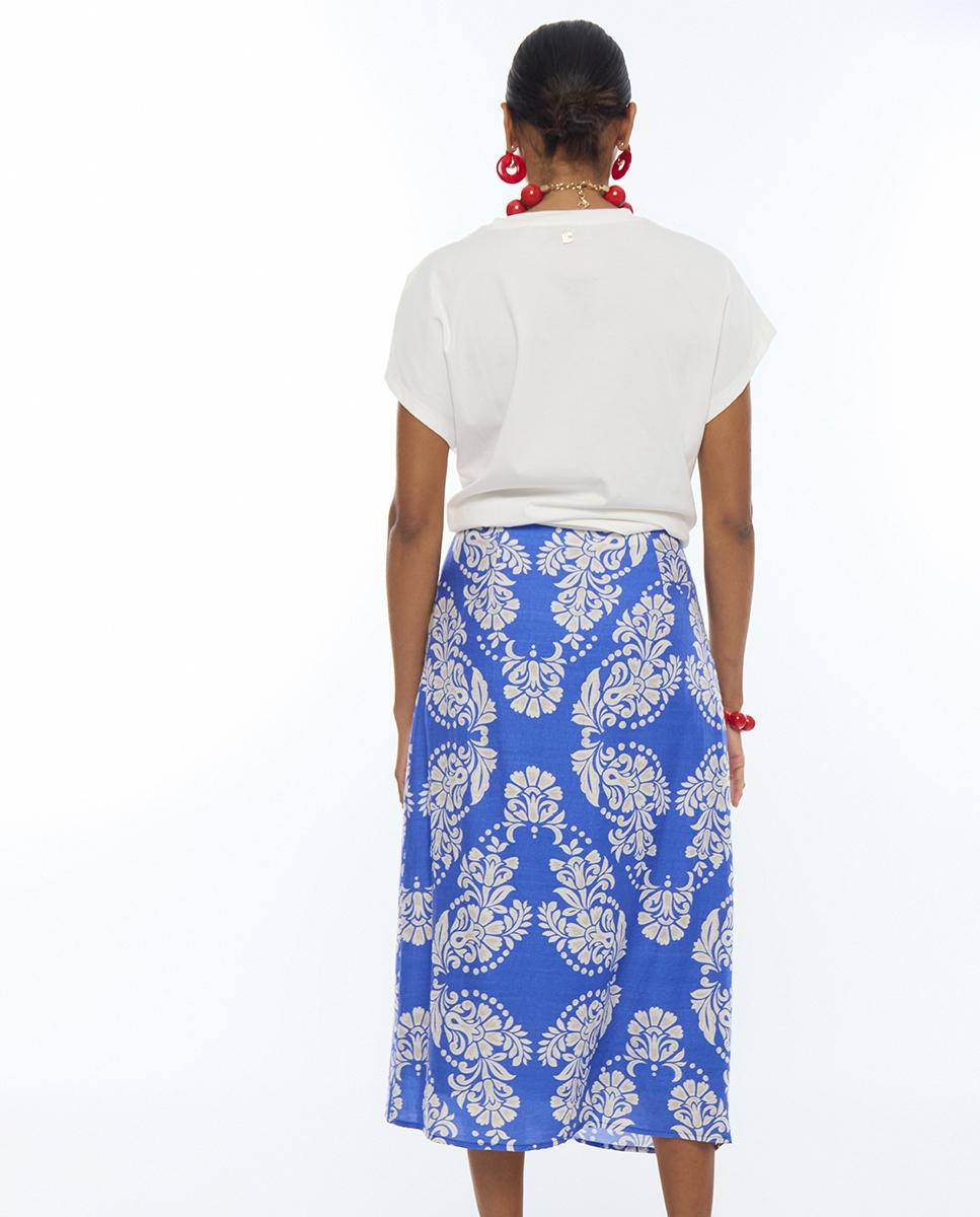 T-shirt Boho com Estampado Posicional Branco-4