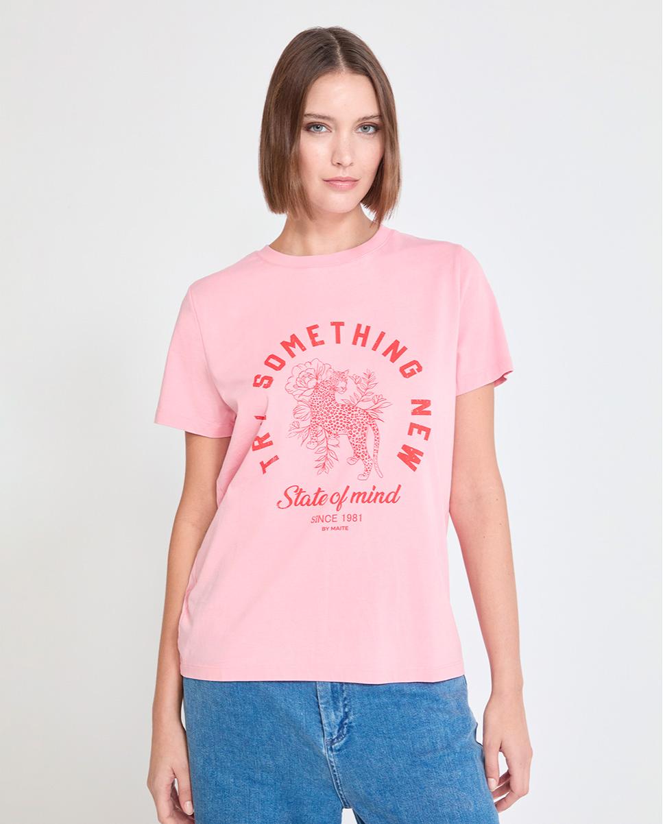 Imagem 0 de T-shirt de Manga Curta com Print Frontal