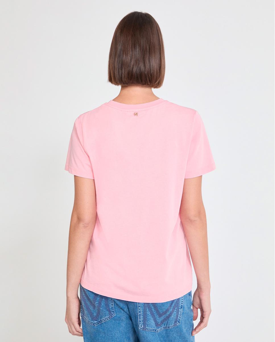 T-shirt de Manga Curta com Print Frontal Rosa-claro-5
