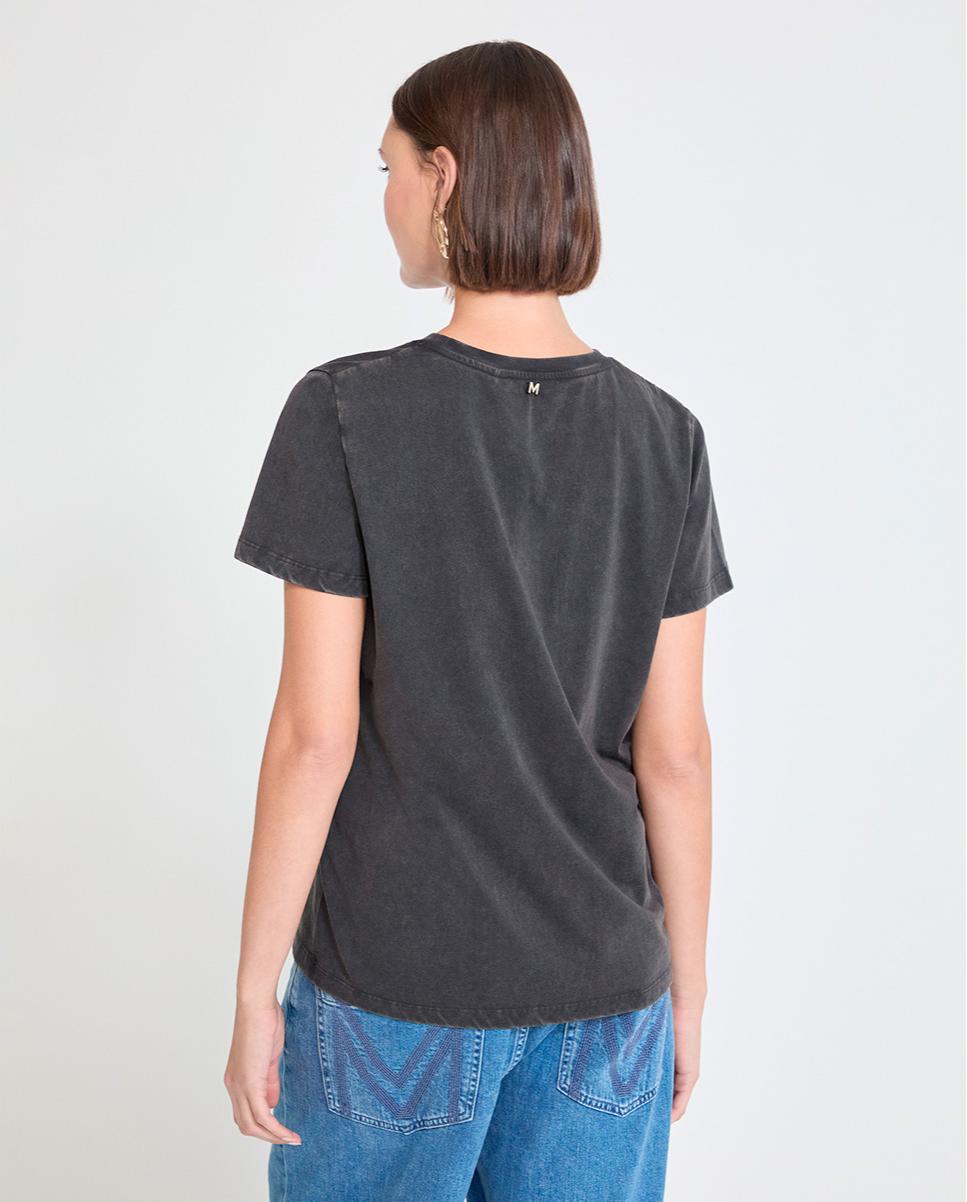 T-shirt de Manga Curta com Strass Carbono-5