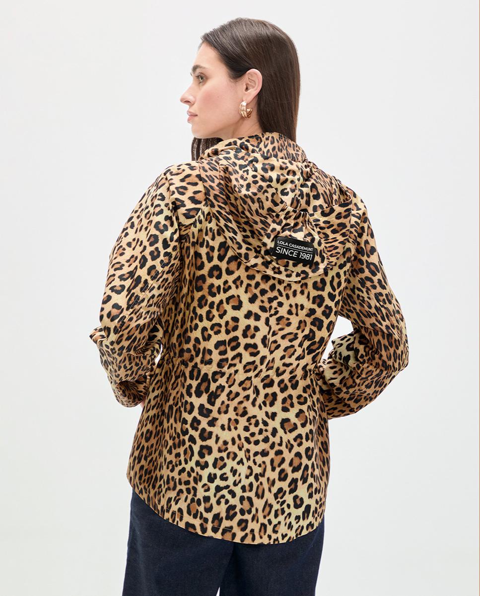 Parka Animal Print com Capuz Preto / Natural-4