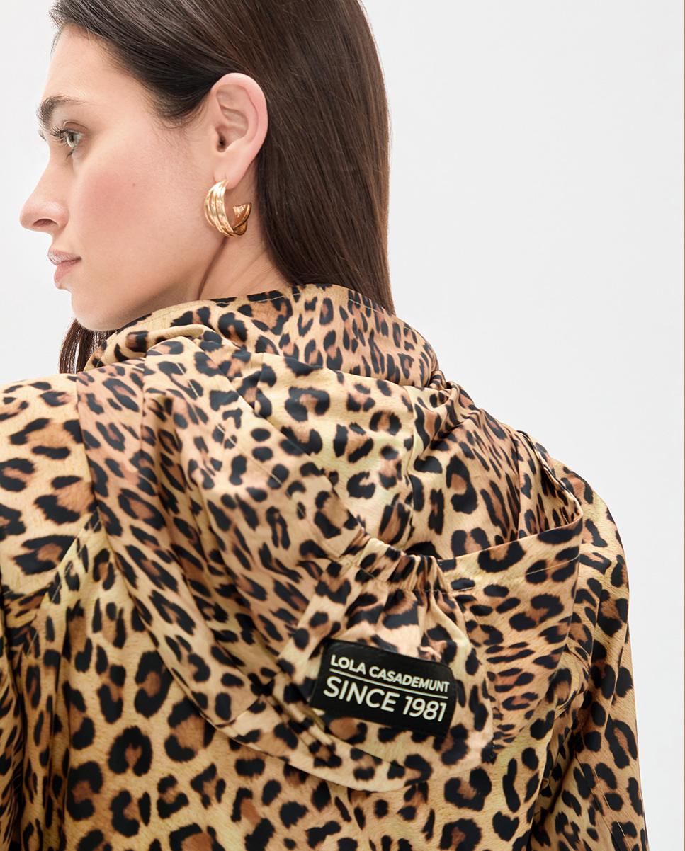 Parka Animal Print com Capuz Preto / Natural-5
