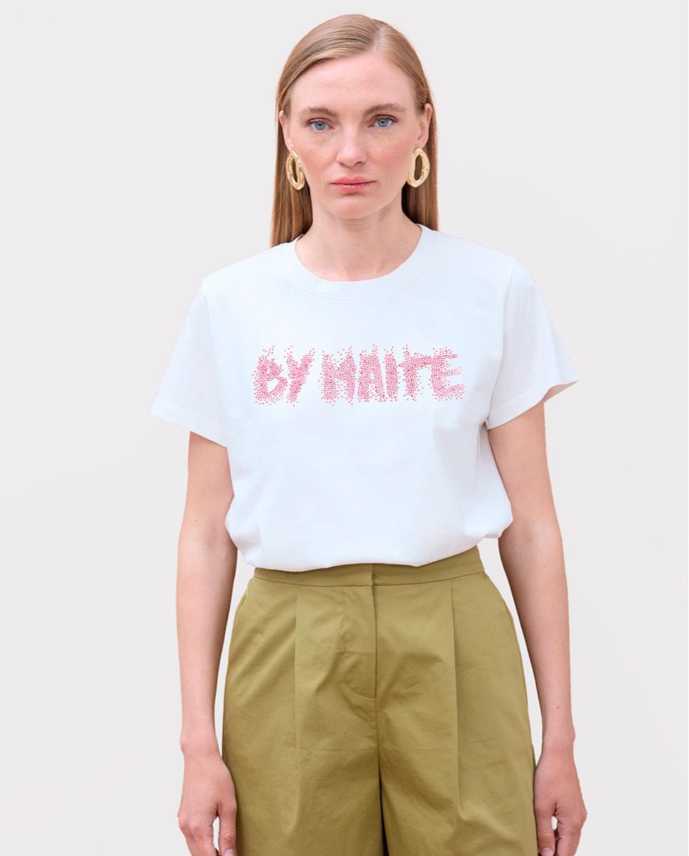 Imagem 0 de T-shirt com Mensagem Frontal de Strass