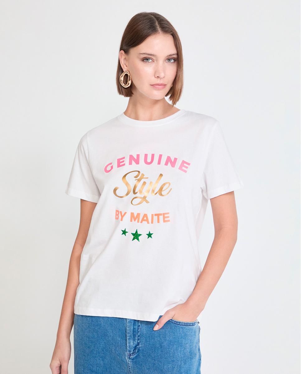 Imagem 0 de T-shirt de Manga Curta com Mensagem Frontal Multicolor