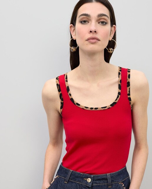 Imagem 0 de Top com Rib a Contraste Animal