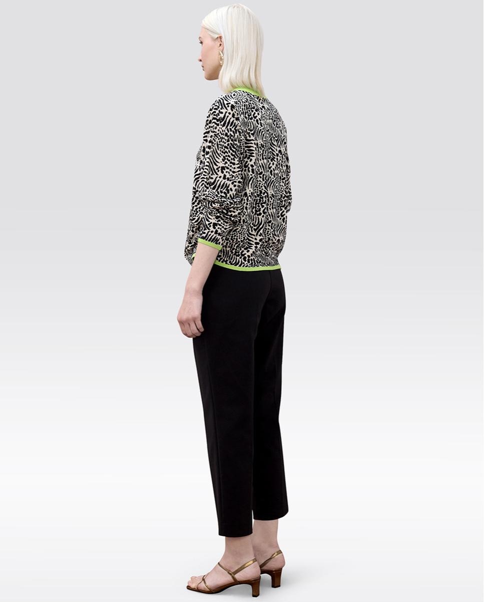 Camisola Jacquard com Rib em Contraste Preto / Branco-3