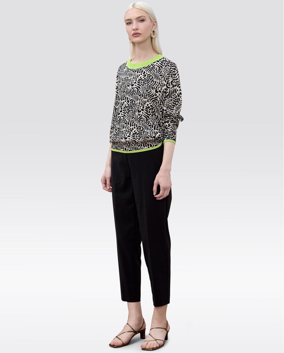 Camisola Jacquard com Rib em Contraste Preto / Branco-4