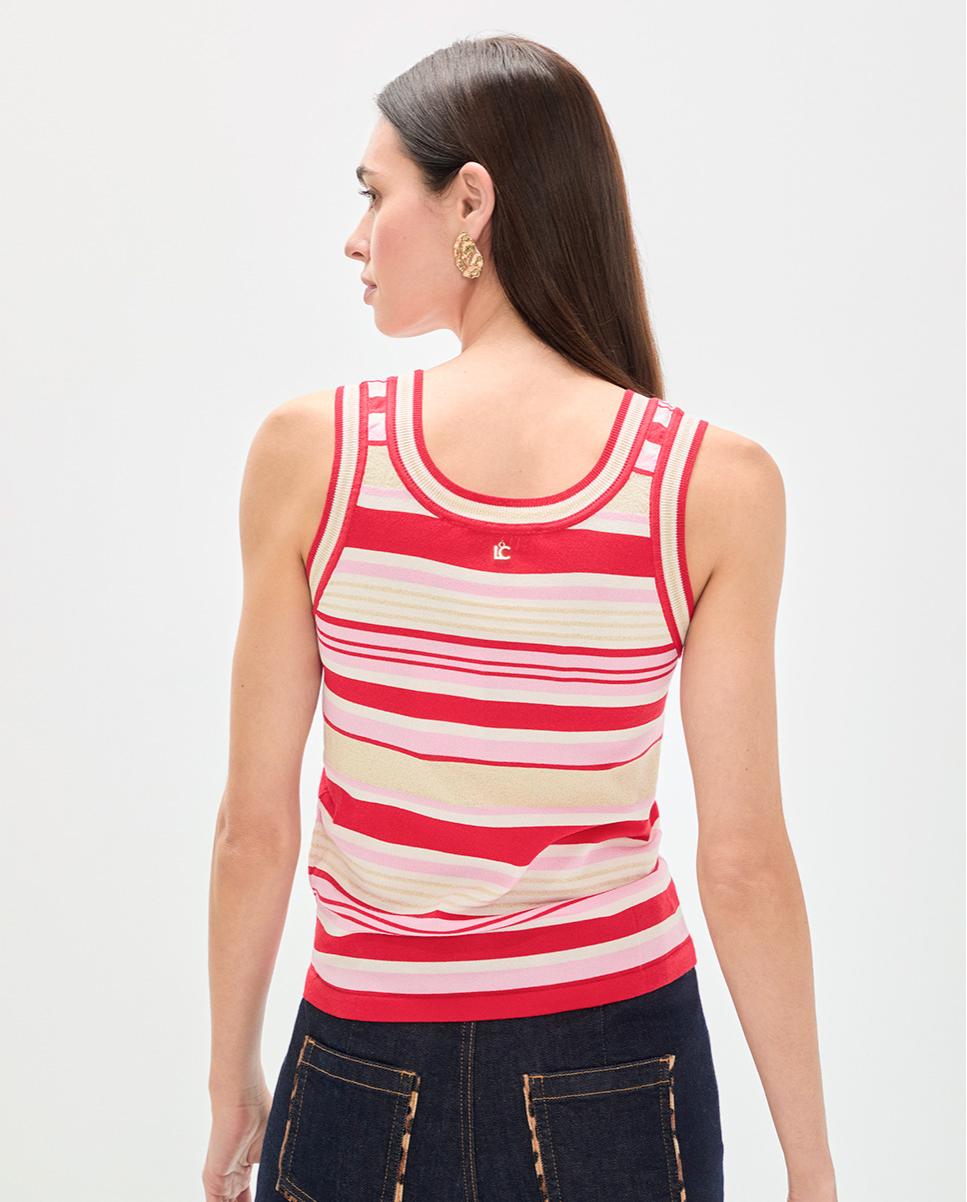 Top de Malha às Riscas Tricolor Multicolor-4