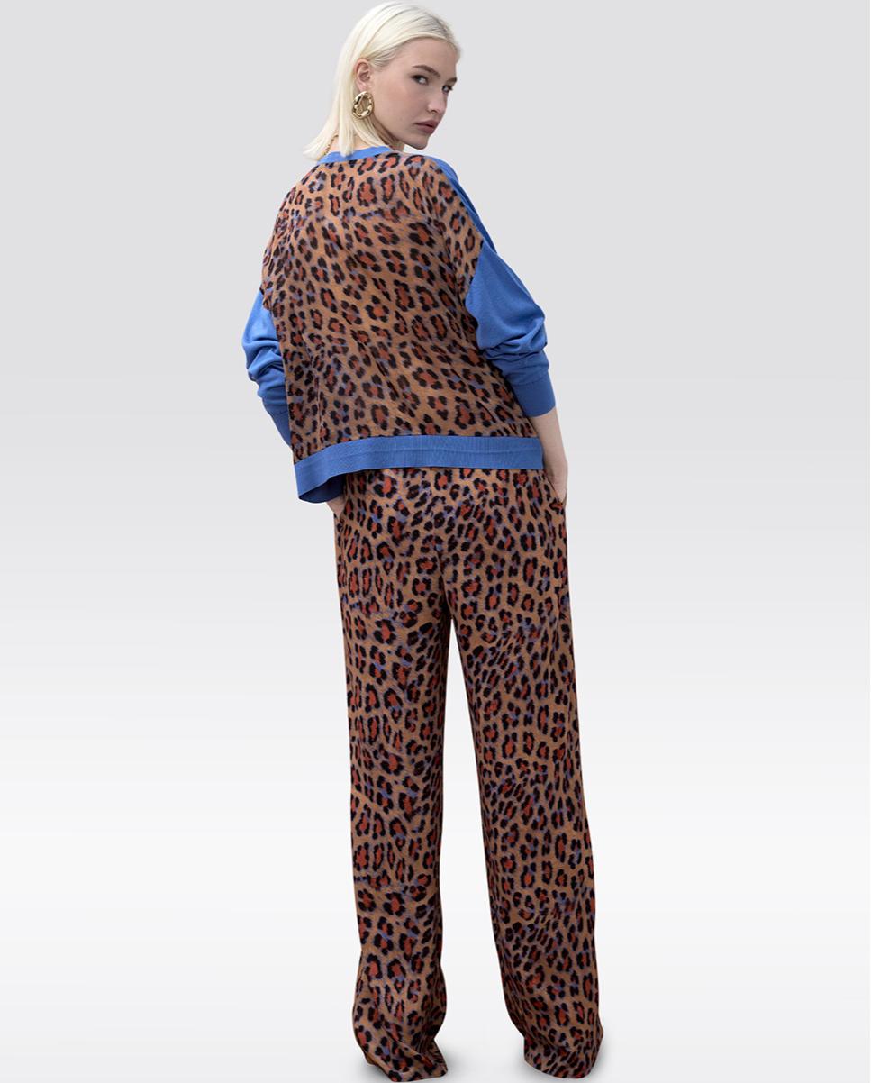 Camisola Combinada com Costas Animal Print Azul-2
