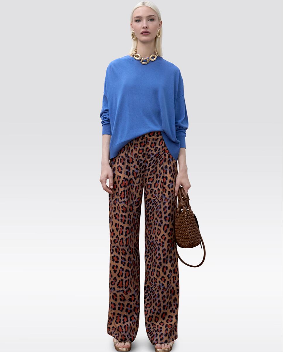 Camisola Combinada com Costas Animal Print Azul-5