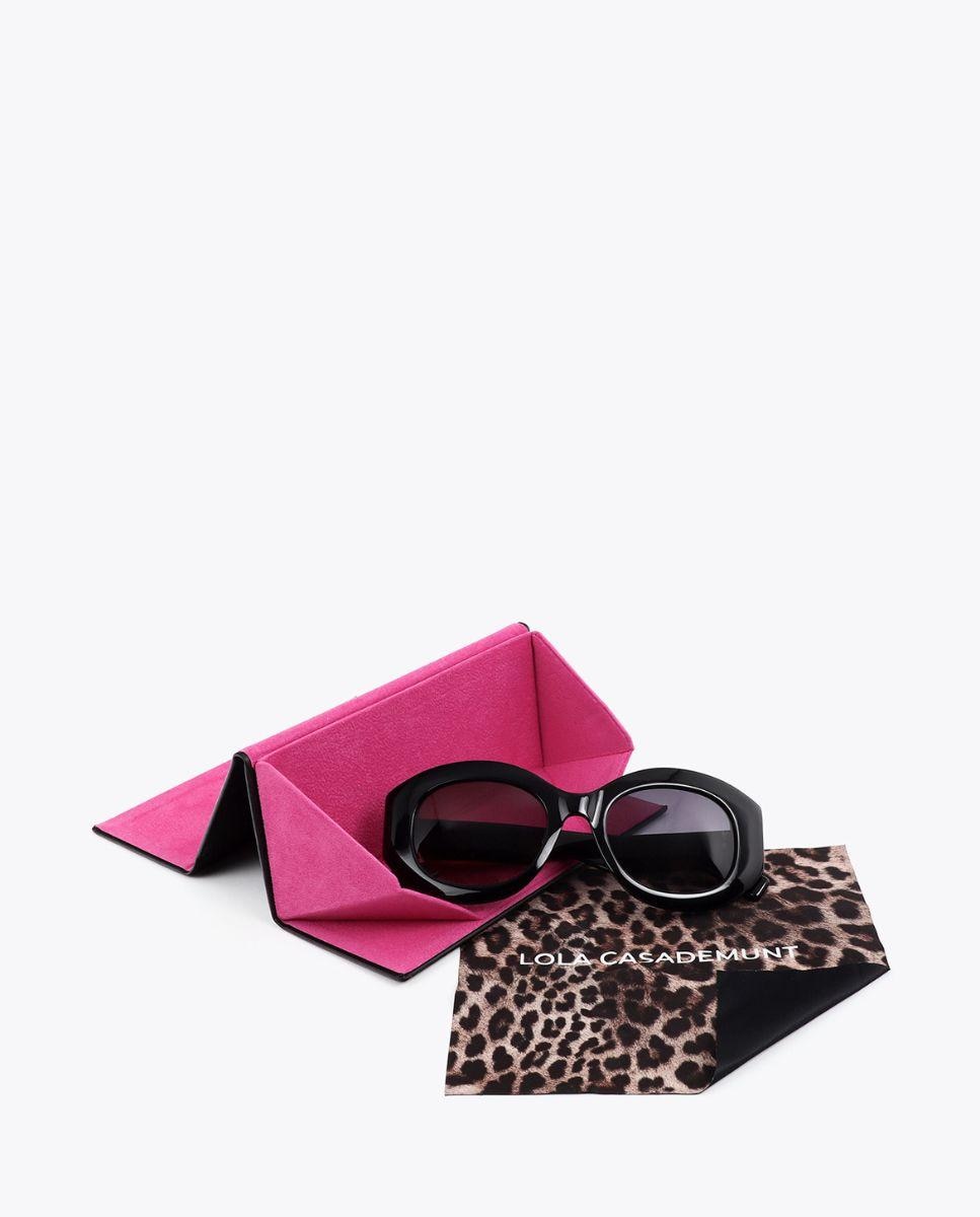Óculos de Sol Redondos com Logo Leopardo Preto-5
