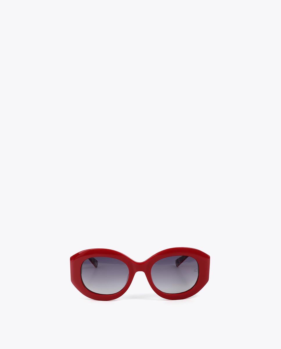 Óculos de Sol Redondos com Logo Leopardo Vermelho-1