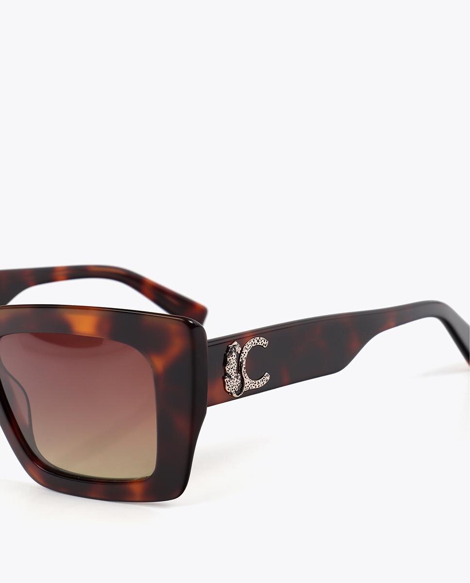 Óculos de Sol Retangulares com Logo Leopardo Castanho-4