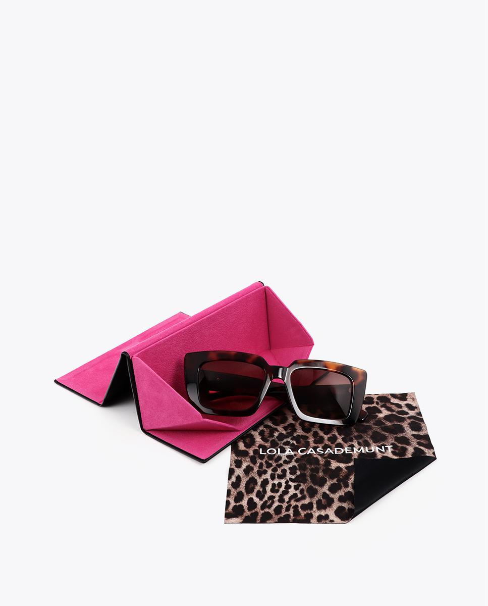Óculos de Sol Retangulares com Logo Leopardo Castanho-5