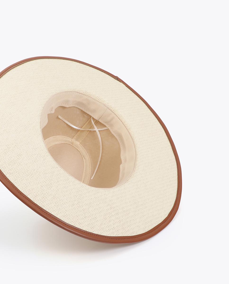 Chapéu de Aba Larga em Design Bicolor Cru-3