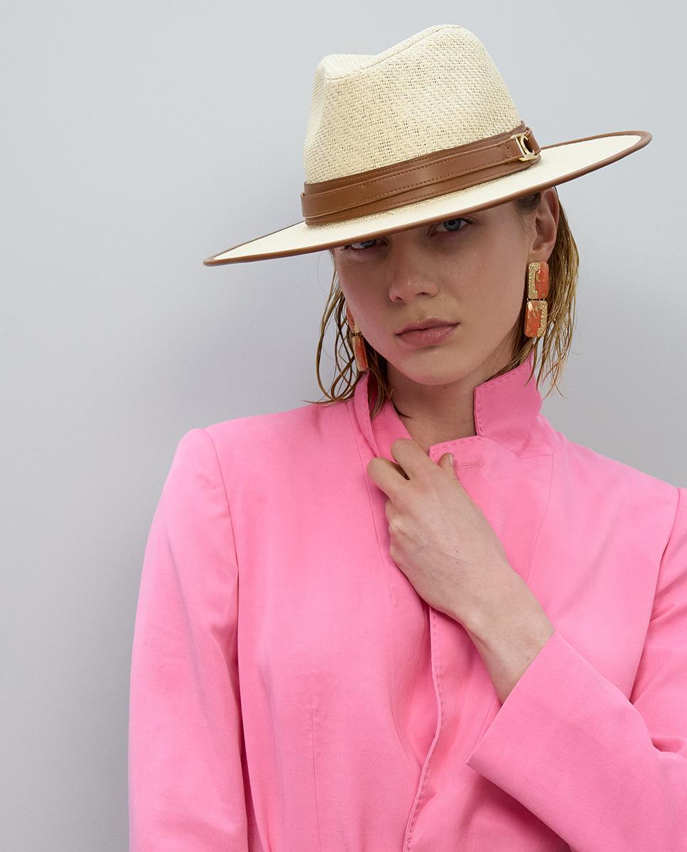 Chapéu de Aba Larga em Design Bicolor Cru-5