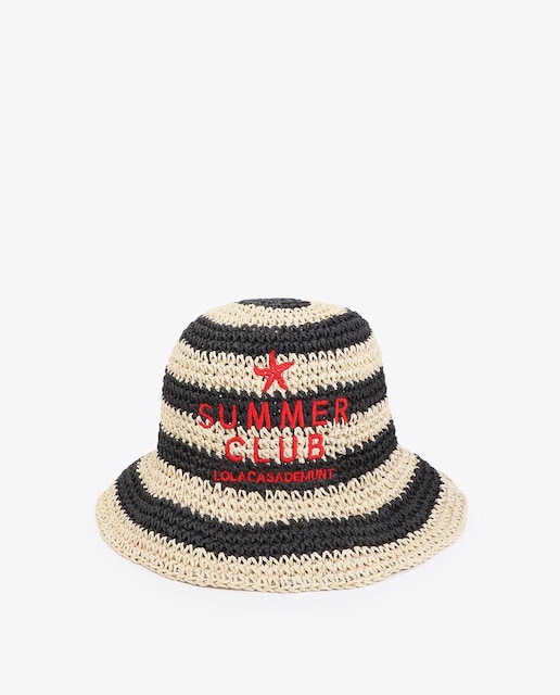 Imagem 0 de Chapéu Efeito Ráfia às Riscas com Bordado
