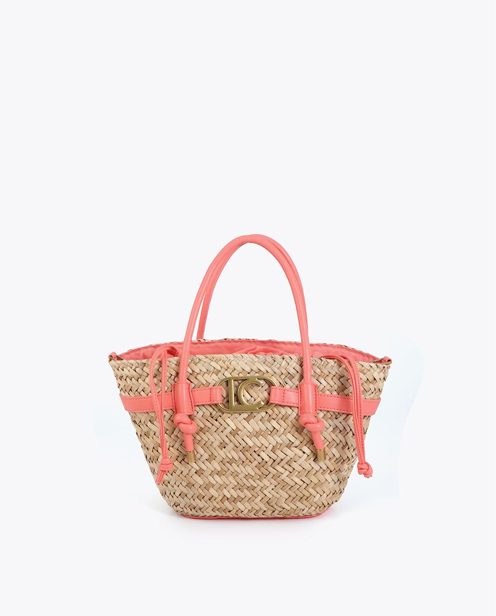 Cesto Mini com Alças e Detalhes Efeito Pele Coral-1