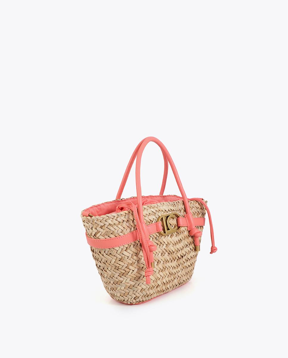 Cesto Mini com Alças e Detalhes Efeito Pele Coral-2