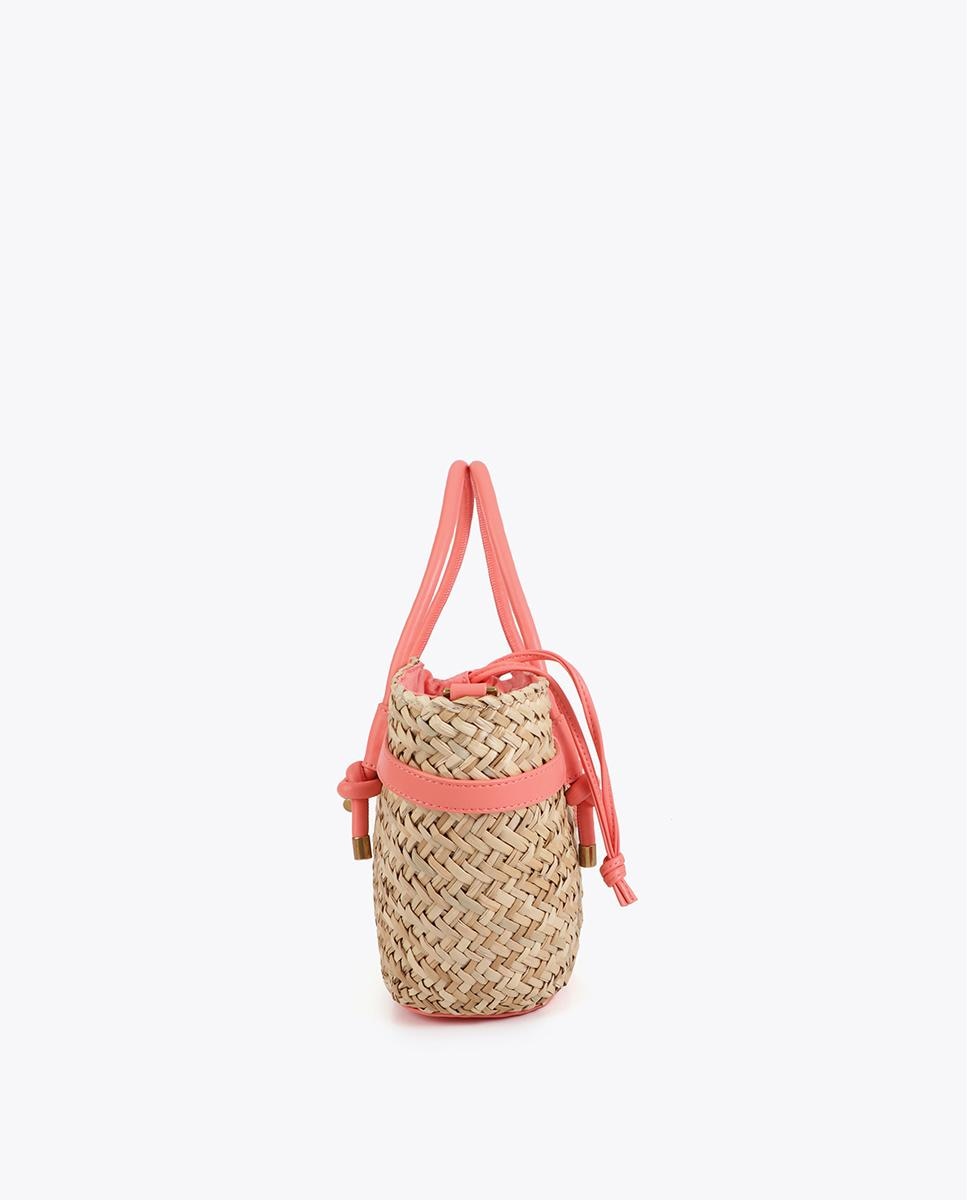 Cesto Mini com Alças e Detalhes Efeito Pele Coral-3