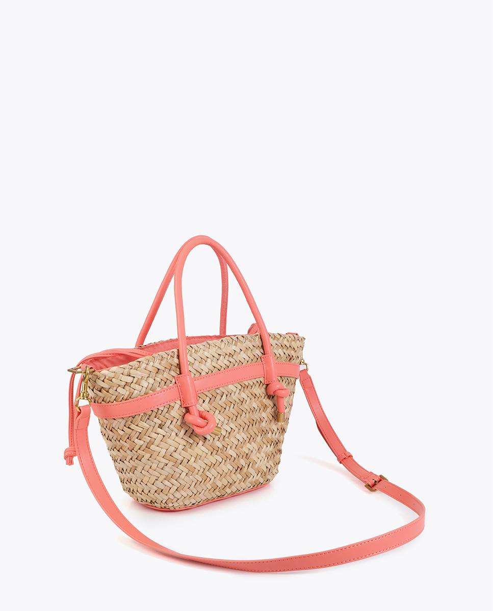 Cesto Mini com Alças e Detalhes Efeito Pele Coral-4