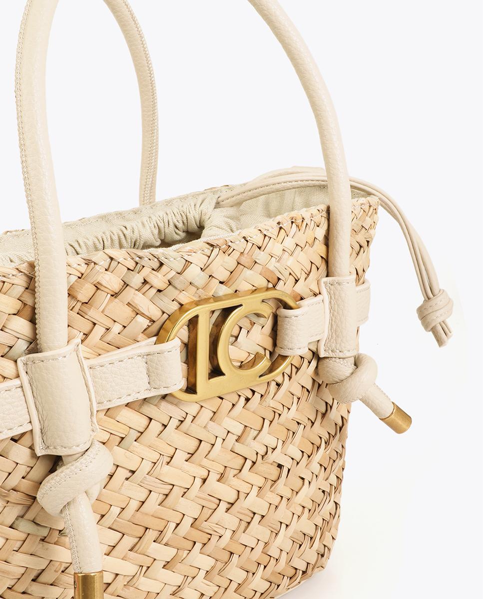 Cesto Mini com Alças e Detalhes Efeito Pele Cru-6