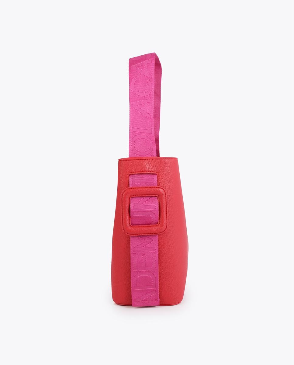 Mala Shopper Moderna com Alça de Nylon com Detalhe de Contraste em Tecido Vermelho-3