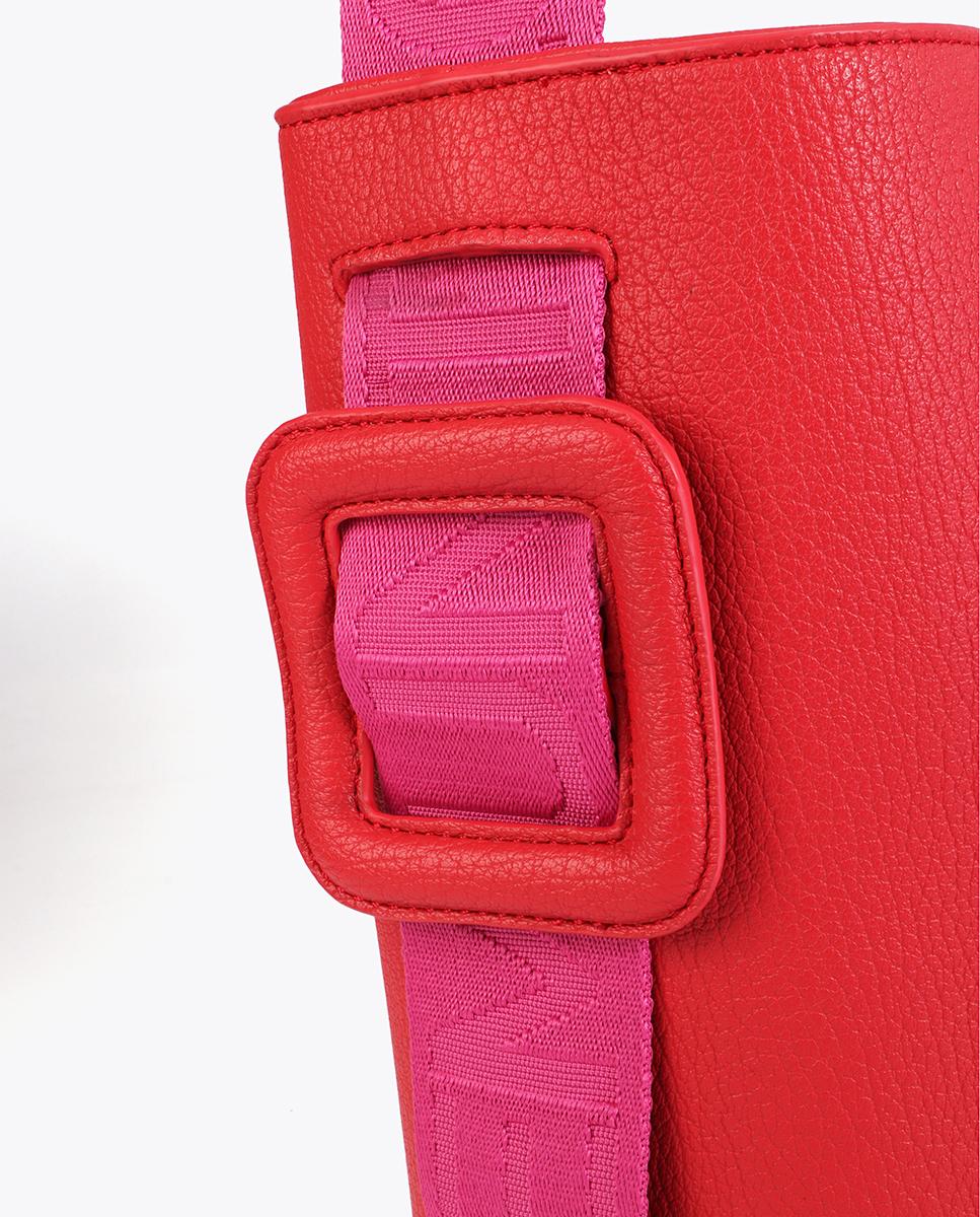 Mala Shopper Moderna com Alça de Nylon com Detalhe de Contraste em Tecido Vermelho-6
