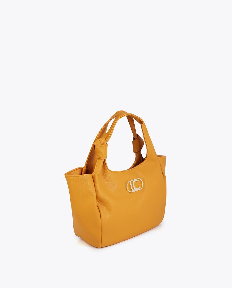 Mala Shopper de Alças com Nó e Fecho Zip Mostarda-2