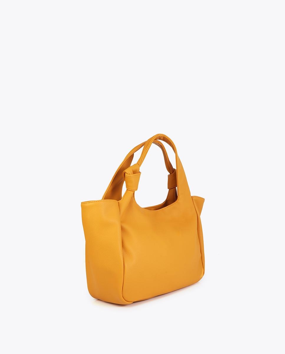 Mala Shopper de Alças com Nó e Fecho Zip Mostarda-4