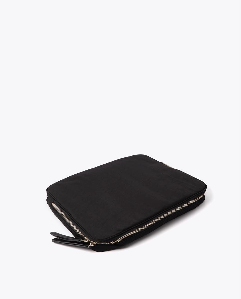 Bolsa para Computador Portátil com Compartimento Acolchoado e Fecho Zip Preto-4