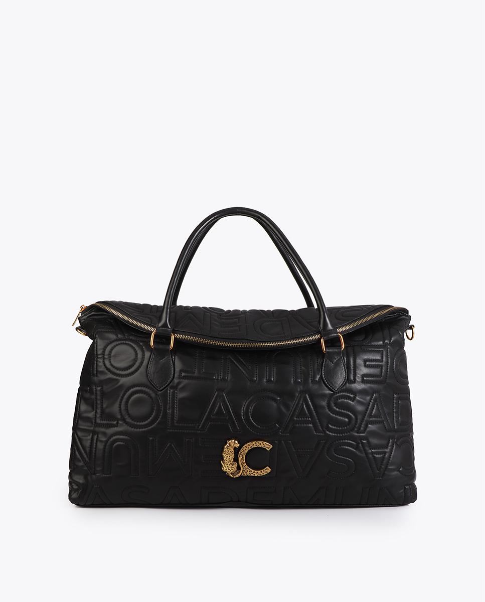 Mala de Viagem com Pesponto de Logo e Fecho Zip Preto-1