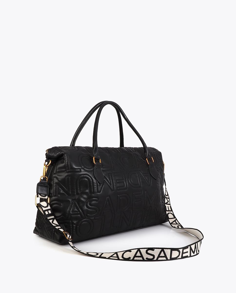 Mala de Viagem com Pesponto de Logo e Fecho Zip Preto-4