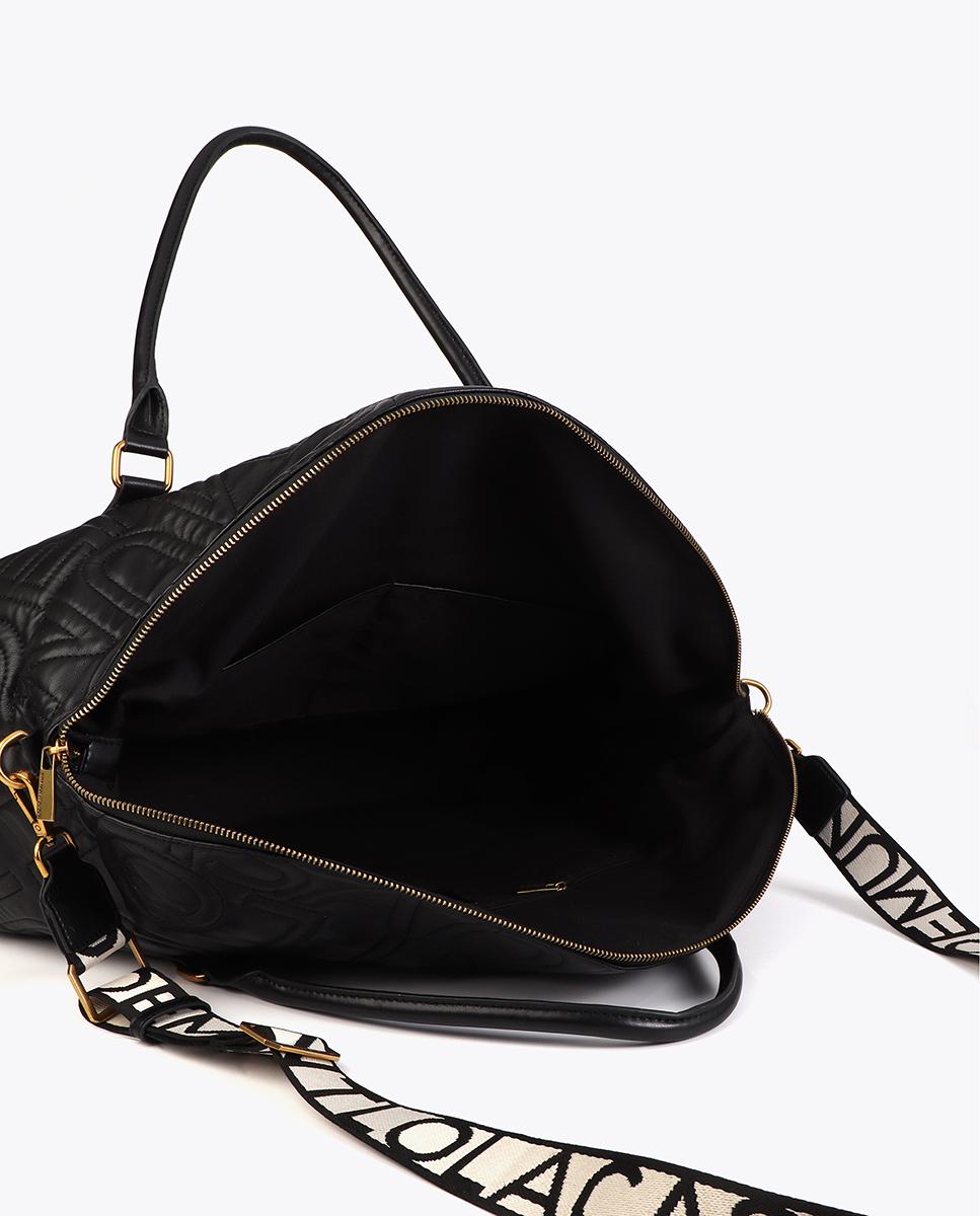 Mala de Viagem com Pesponto de Logo e Fecho Zip Preto-5