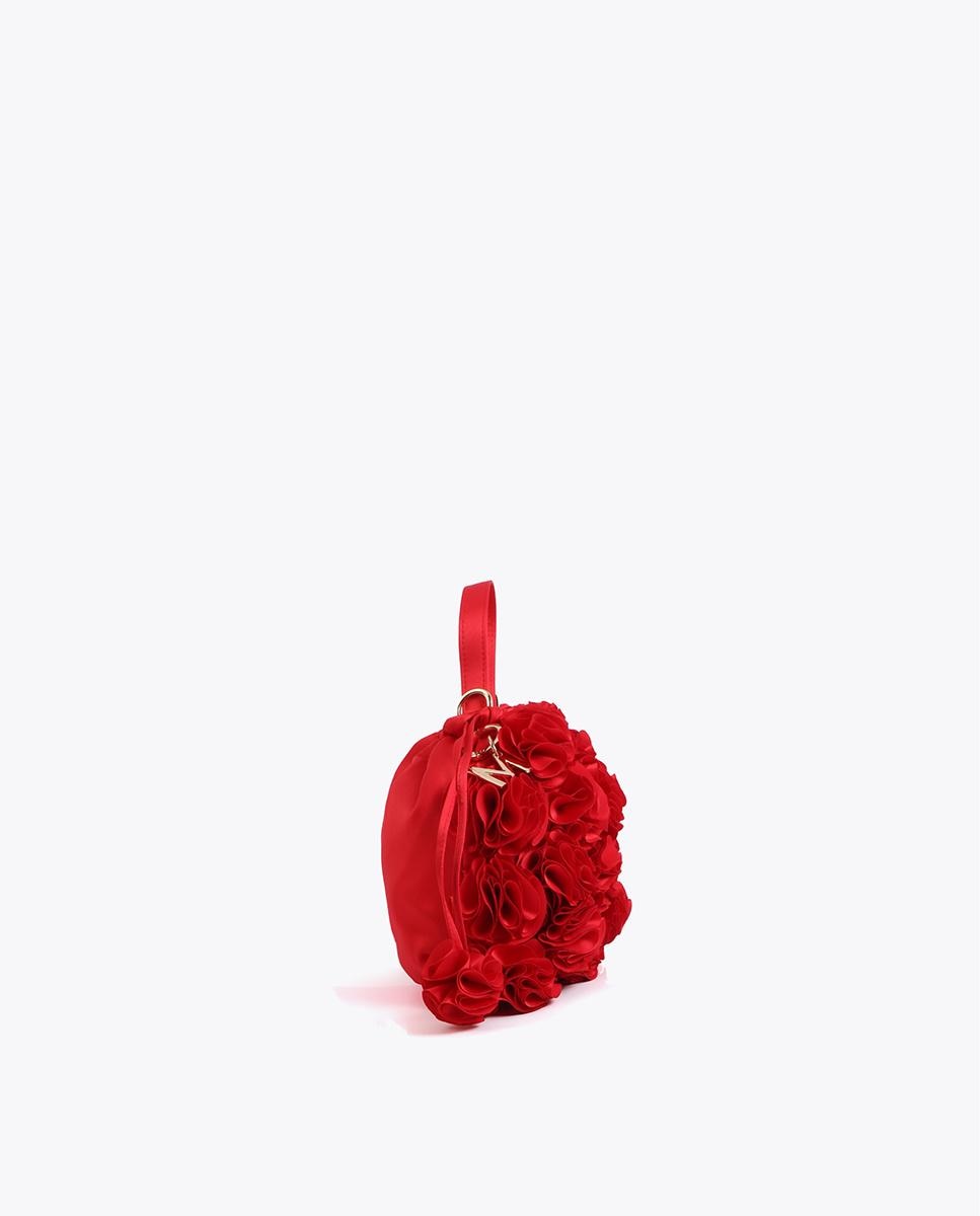 Mala de Festa Bombonera com Design Floral Tridimensional Vermelho-3
