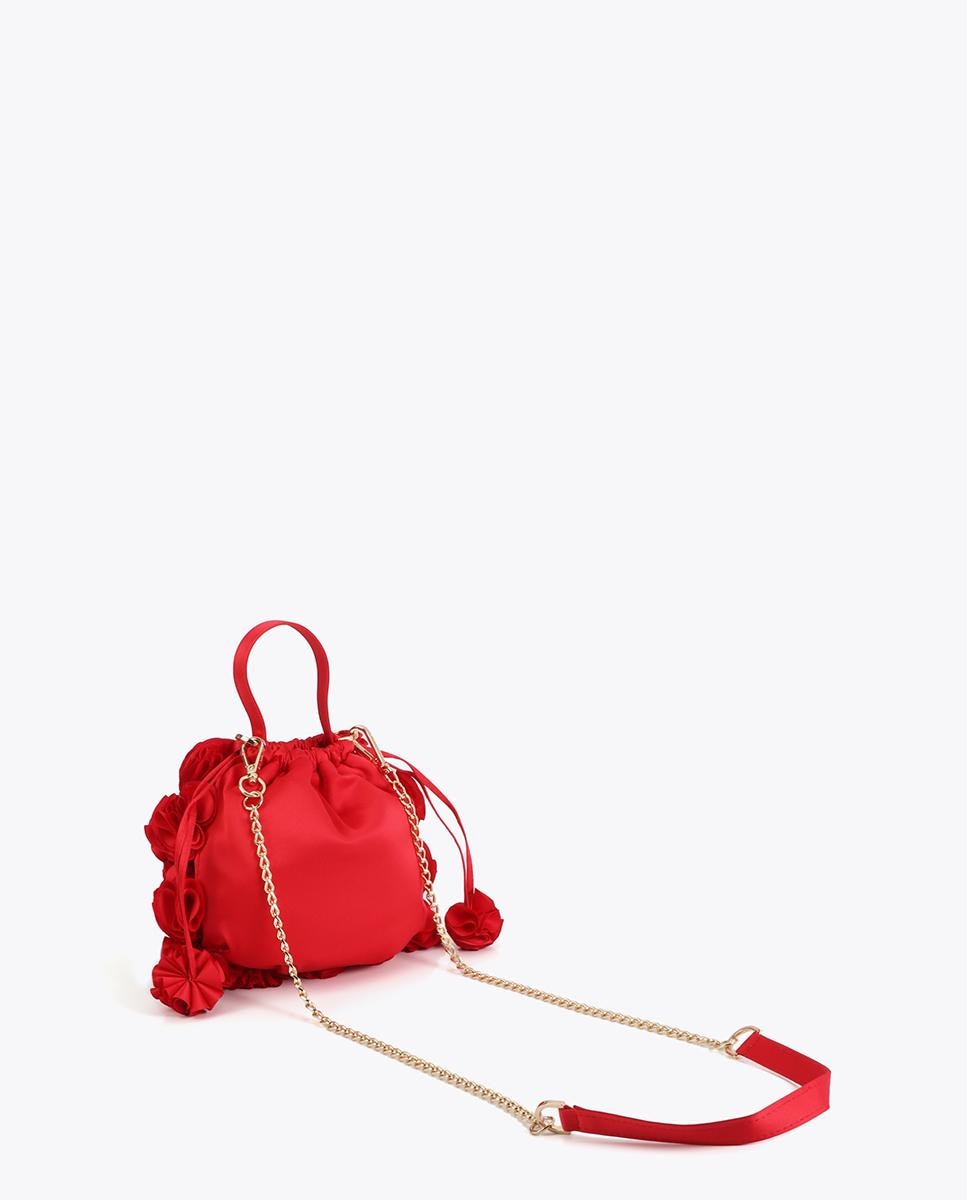 Mala de Festa Bombonera com Design Floral Tridimensional Vermelho-4