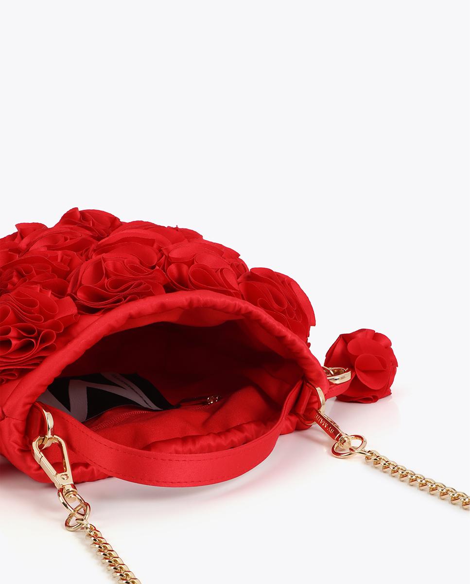 Mala de Festa Bombonera com Design Floral Tridimensional Vermelho-5