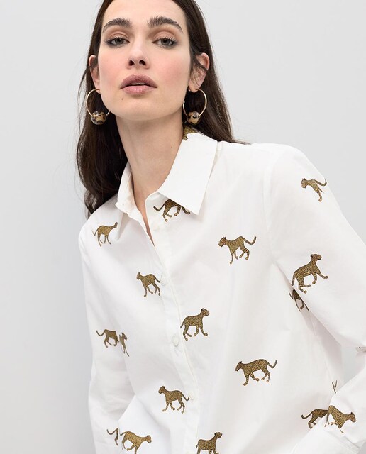 Imagem 0 de Camisa de Popelina com Print Leopardos